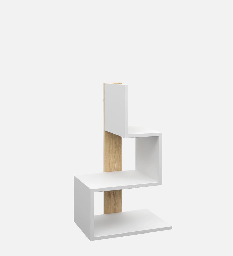 Soli Bedside Table In Frosty White And Oral Walnut Finish - Febonic Living
