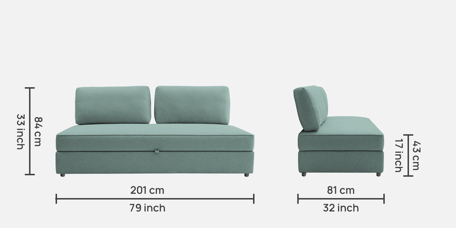 Vito Fabric Day Bed In Suka Blue Colour With Storage - Febonic Living