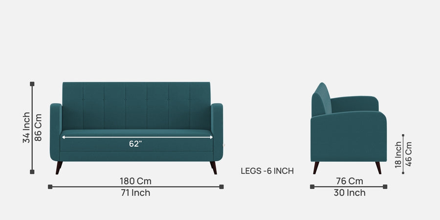 Wiki Velvet 3 Seater Sofa In Arabian Green Colour - Febonic Living