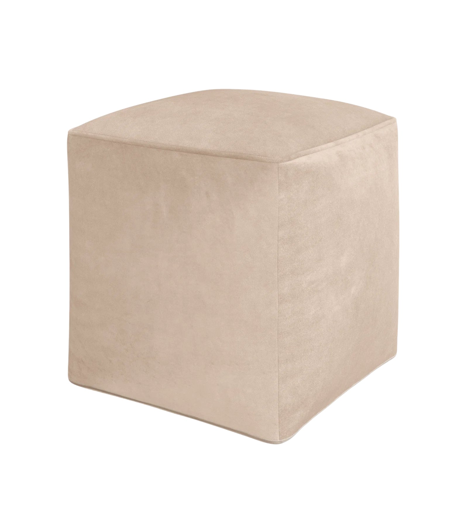 Jonny Velvet Pouffe In Camel Beige Colour