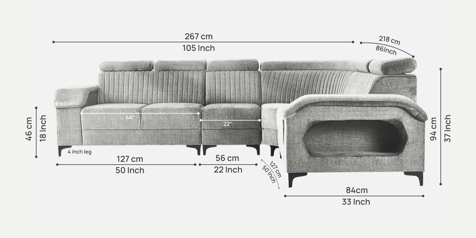 Draco Fabric Corner Sofa in Turtle Green Colour