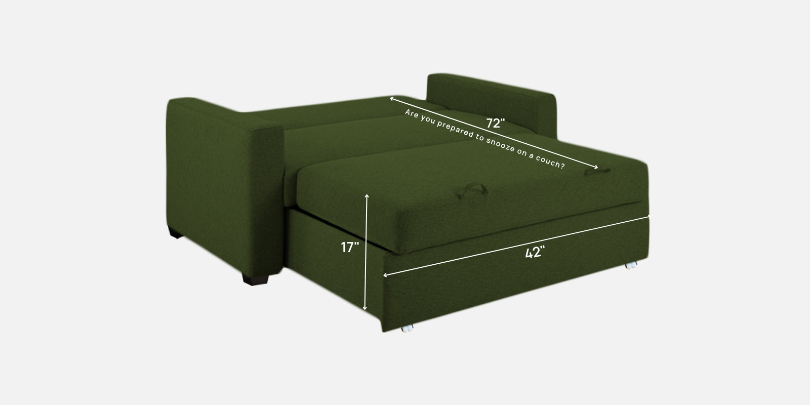 Lobby Fabric 2 Seater Pull Out Sofa Cum Bed In Olive Green Colour