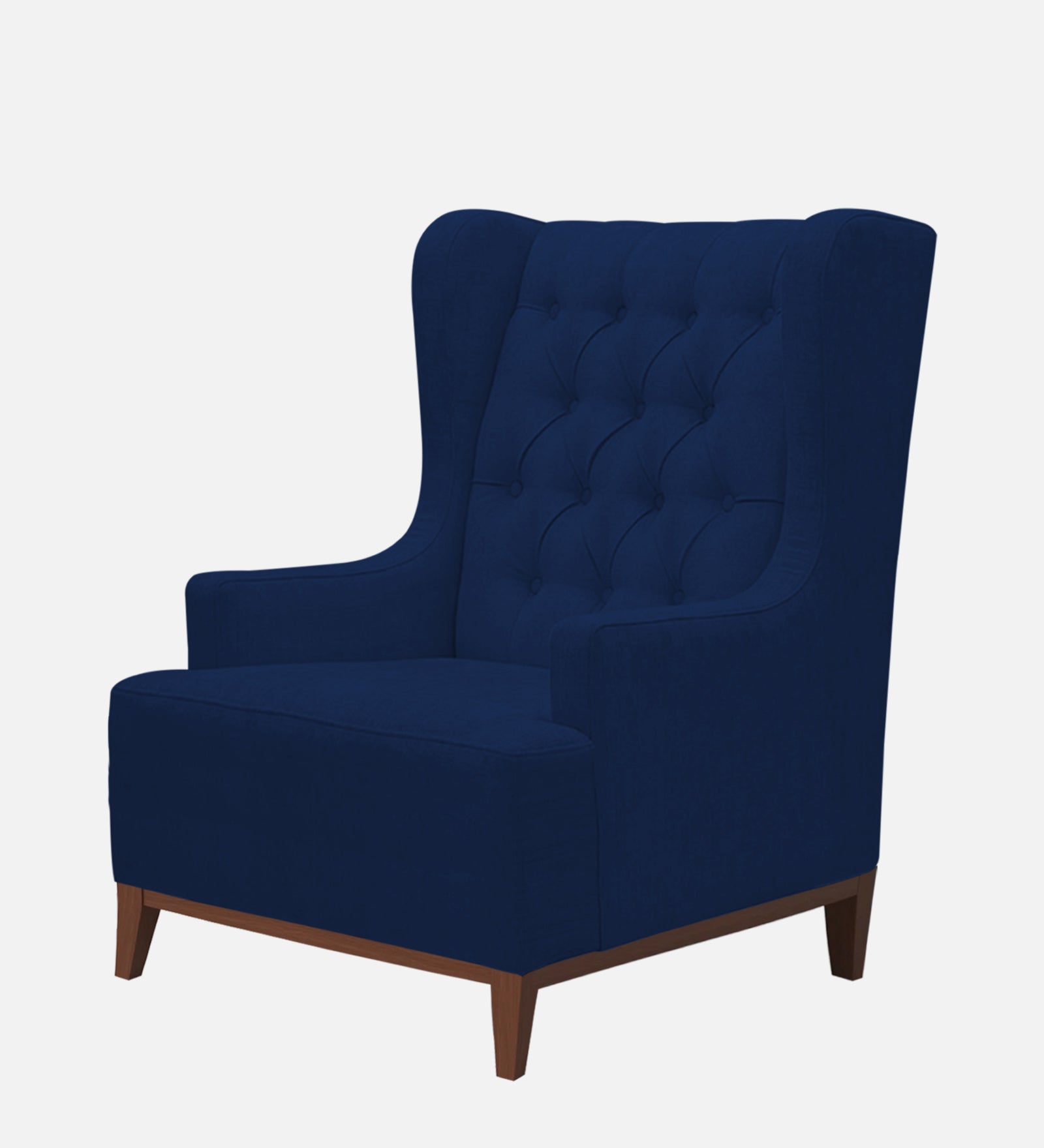 Kuchi Fabric 1 Seater Wing Chair Sofa in Royal Blue Colour