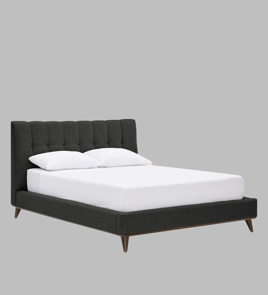 Jasmin Fabric Upholstered Queen Bed In Charcoal Grey Colour - Febonic Living