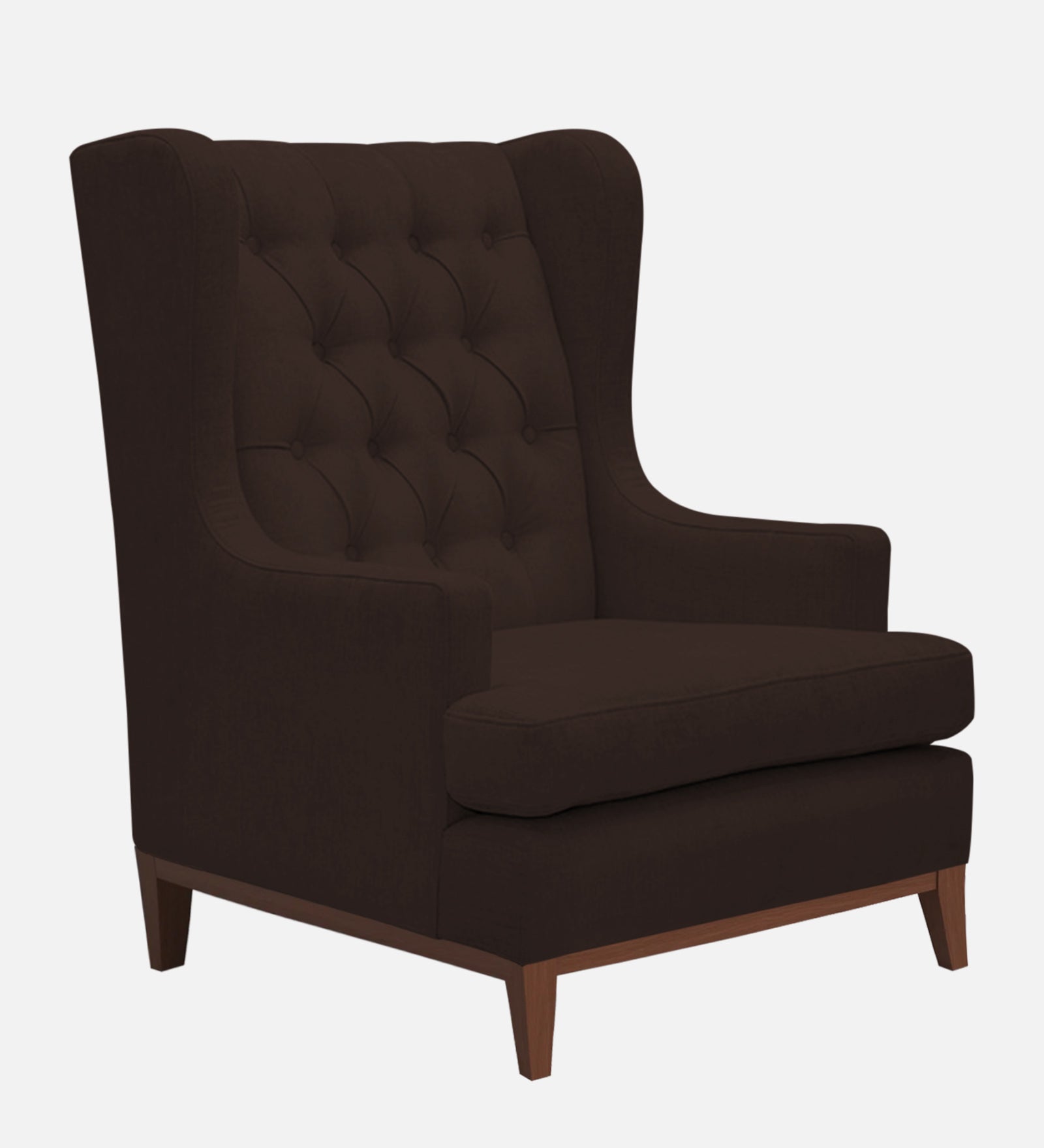 Panas Fabric 1 Seater Wing Chair in Coffee Brown Colour