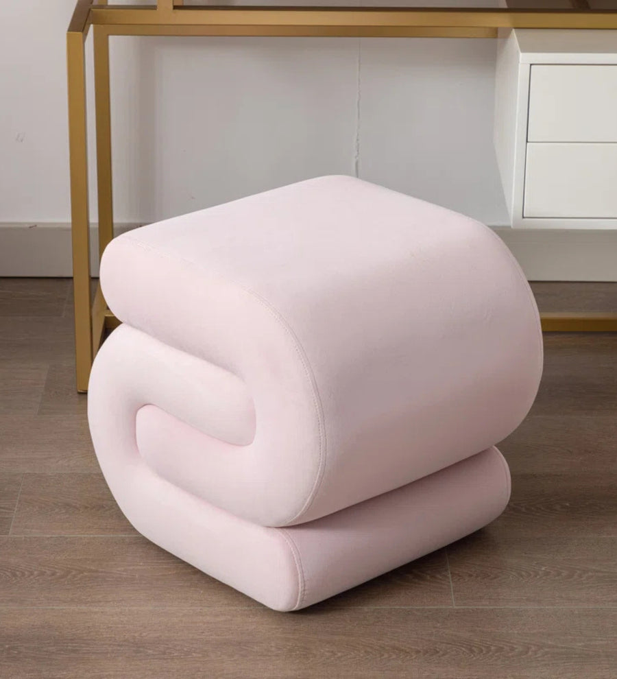 Moho Velvet Pouffe In Millennial Pink Colour - Febonic Living