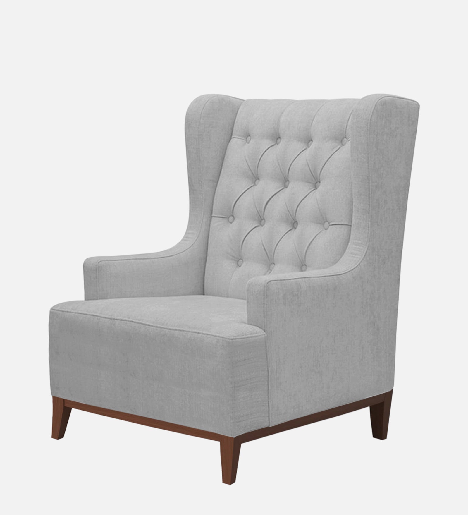 Kuchi Fabric 1 Seater Wing Chair Sofa in Lit Grey Colour