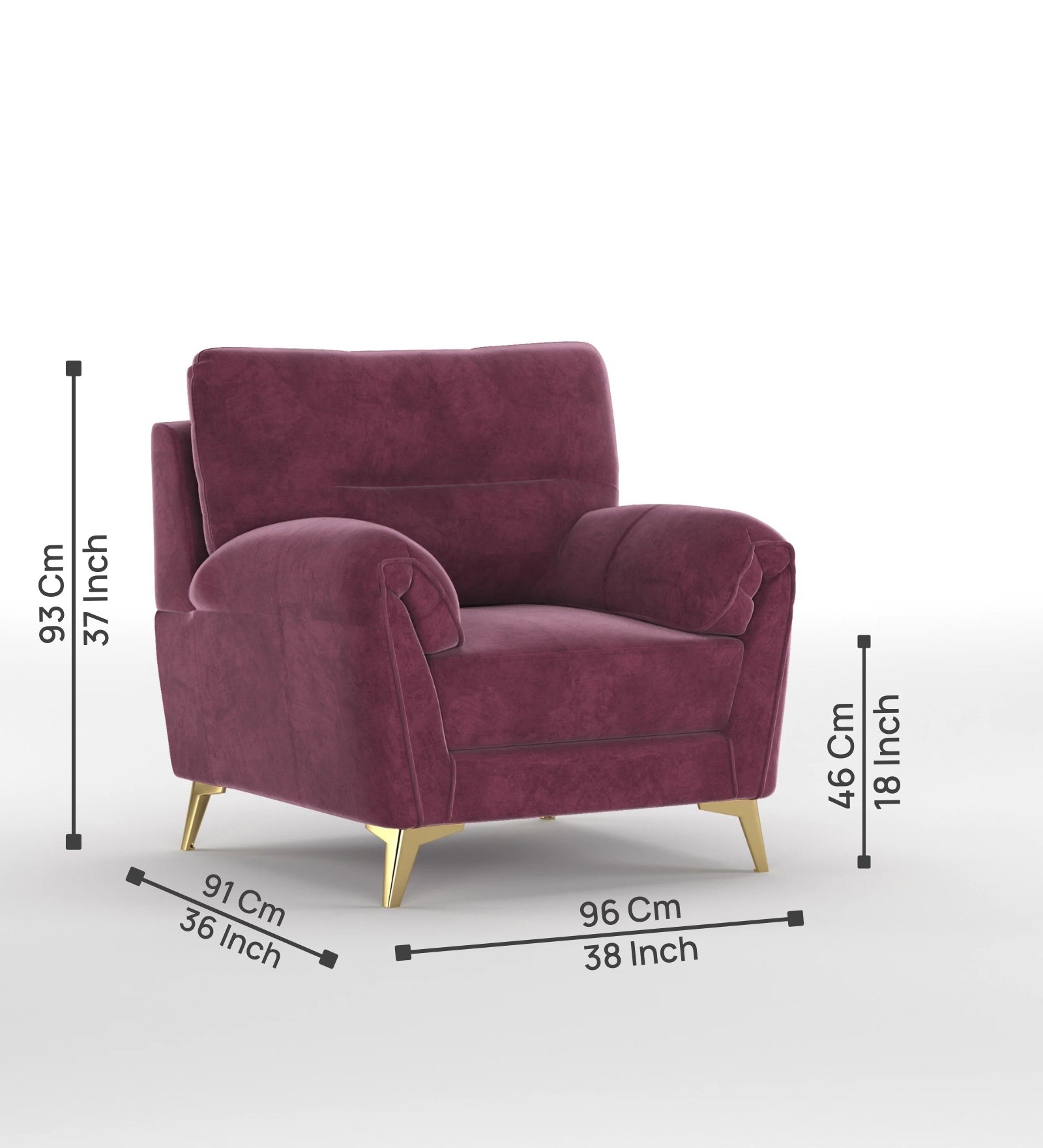 Bilance Velvet 1 Seater Sofa In Maroon Colour - Febonic Living