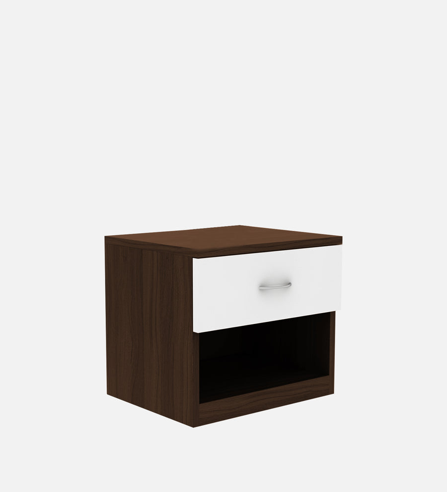 Rona Bedside Table With Drawer in Dark Walnut & Frosty White Finish - Febonic Living