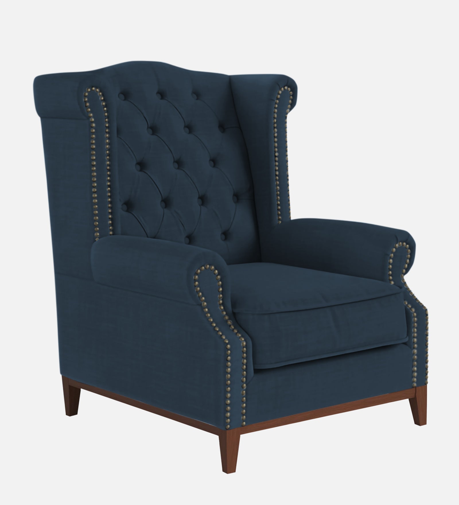 Nory Fabric 1 Seater Wing Chair in Light Blue Colour