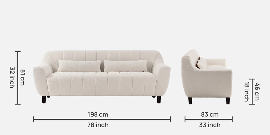 Nesco Boucle Fabric 3 Seater Sofa In Bright White Colour - Febonic Living