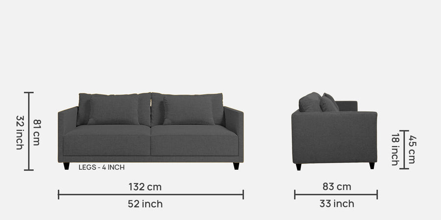 Kera Fabric 2 Seater Sofa In Charcoal Grey Colour - Febonic Living
