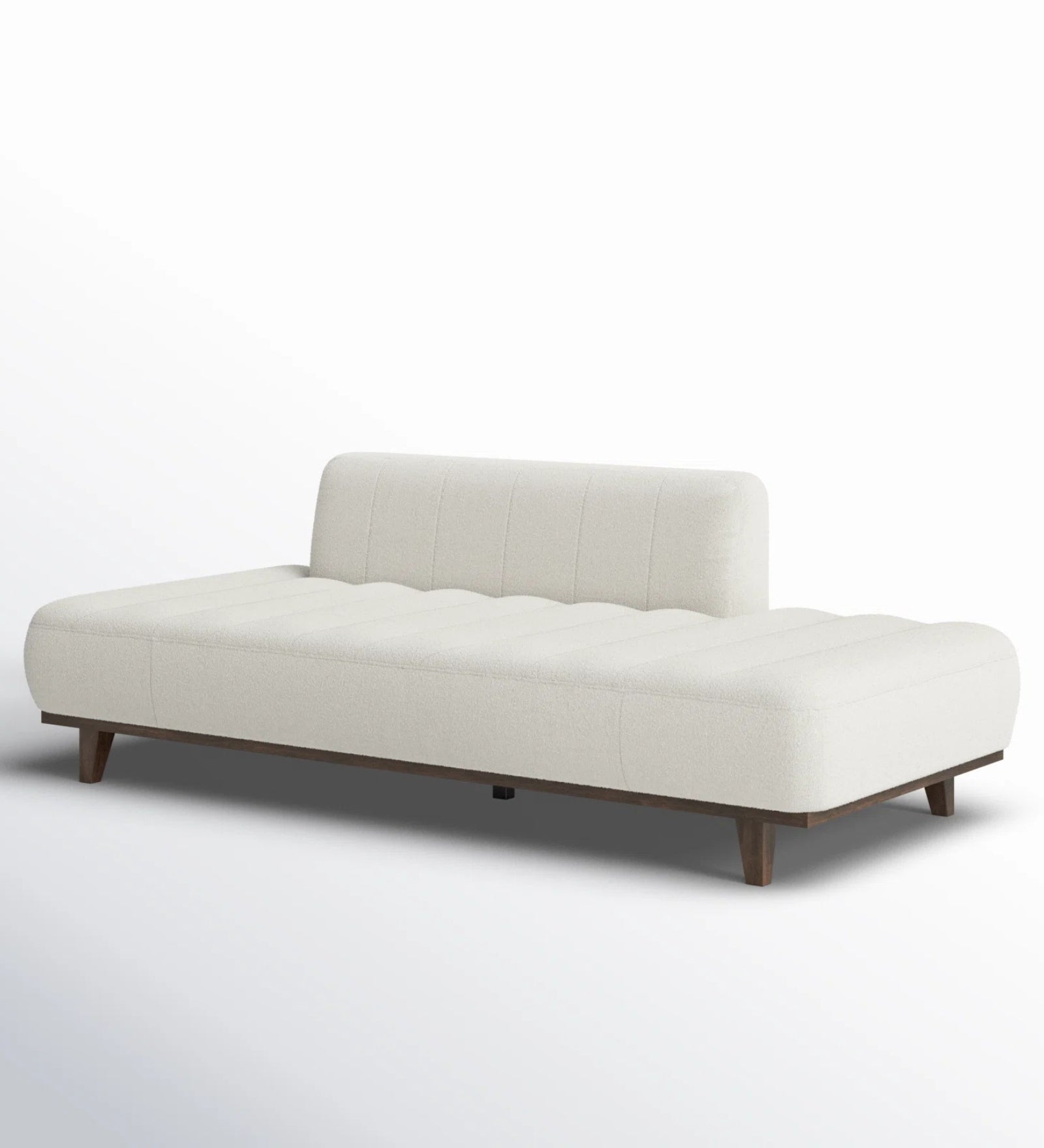 Bobby Fur Fabric Chaise Lounger in Bright White Colour