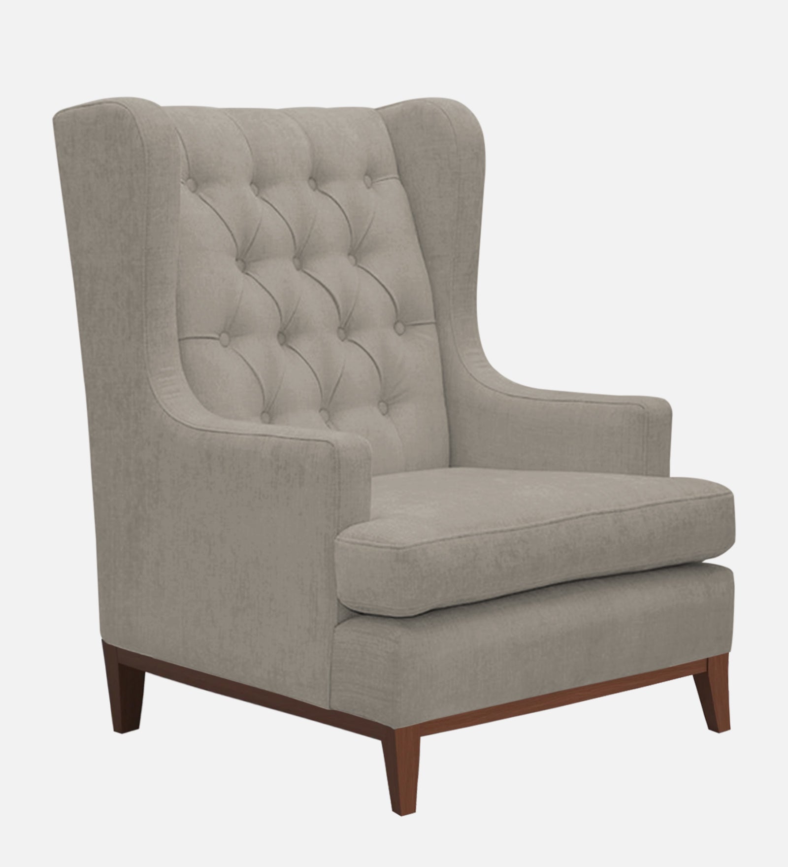 Panas Fabric 1 Seater Wing Chair in Ash Grey Colour