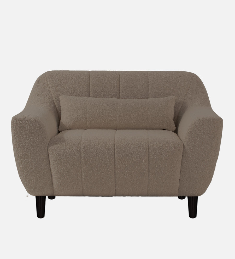 Nesco Boucle Fabric 1 Seater Sofa In Cement Beige Colour - Febonic Living