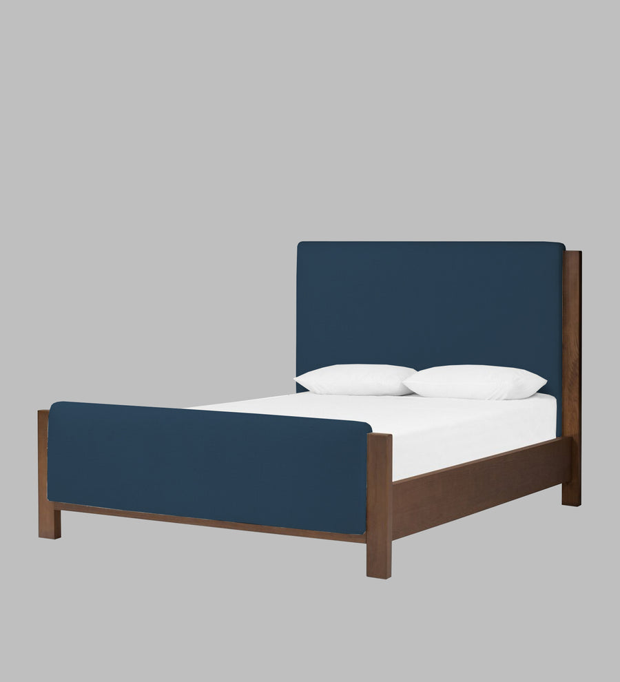 Zoro Boucle Upholstered Queen Size Bed In Classic Blue Colour - Febonic Living