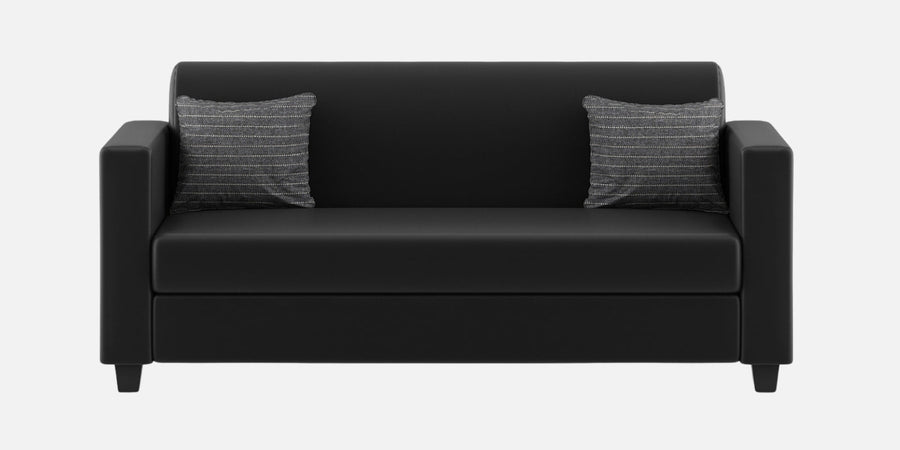Baley Leatherette 3 Seater Sofa In Dark Black Colour - Febonic Living