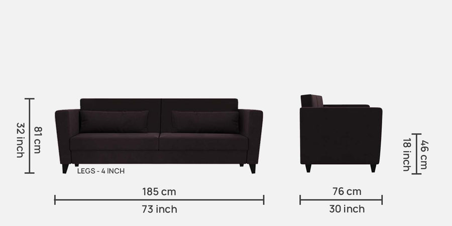 Tokyo Fabric 3 Seater Sofa In Cara Brown Colour - Febonic Living