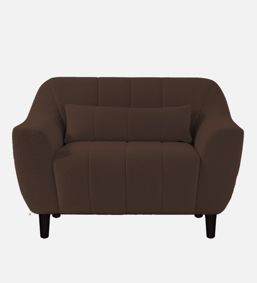 Nesco Boucle Fabric 1 Seater Sofa In Bringo Brown Colour - Febonic Living