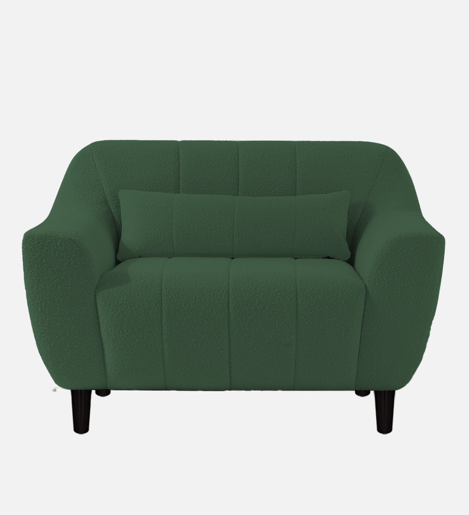 Nesco Fur Fabric 1 Seater Sofa in Bottle Green Colour