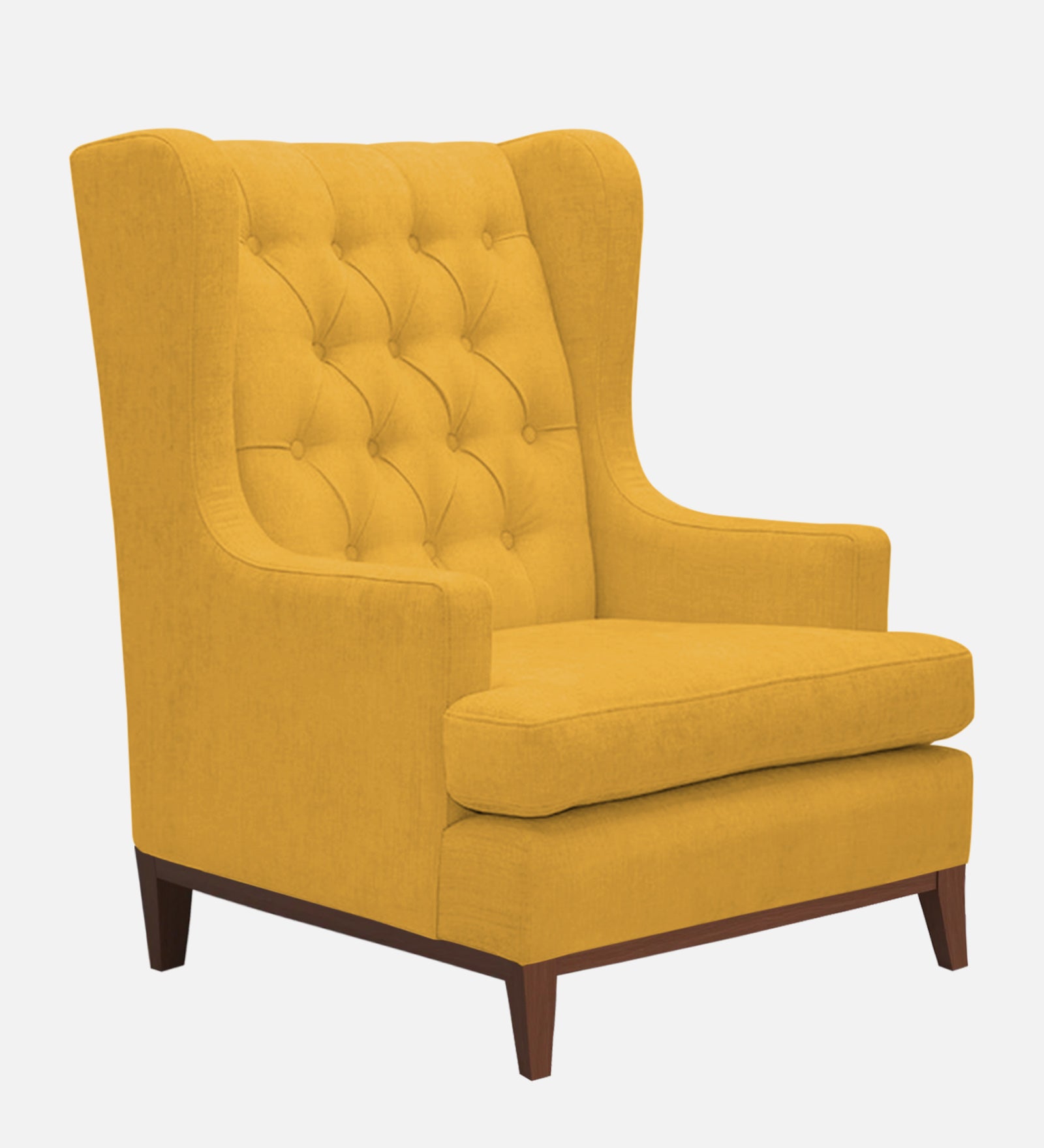 Panas Fabric 1 Seater Wing Chair in Bold Yellow Colour