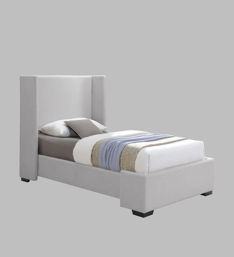 Kirby Fabric Upholstered Single Size Bed In Lit Grey Colour - Febonic Living