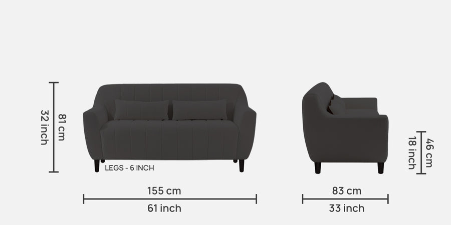Nesco Boucle Fabric 2 Seater Sofa In Avio Grey Colour - Febonic Living