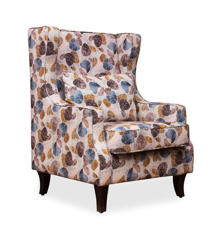 Peter Floral Print Fabric Wing Chair In Multi Colour - Febonic Living