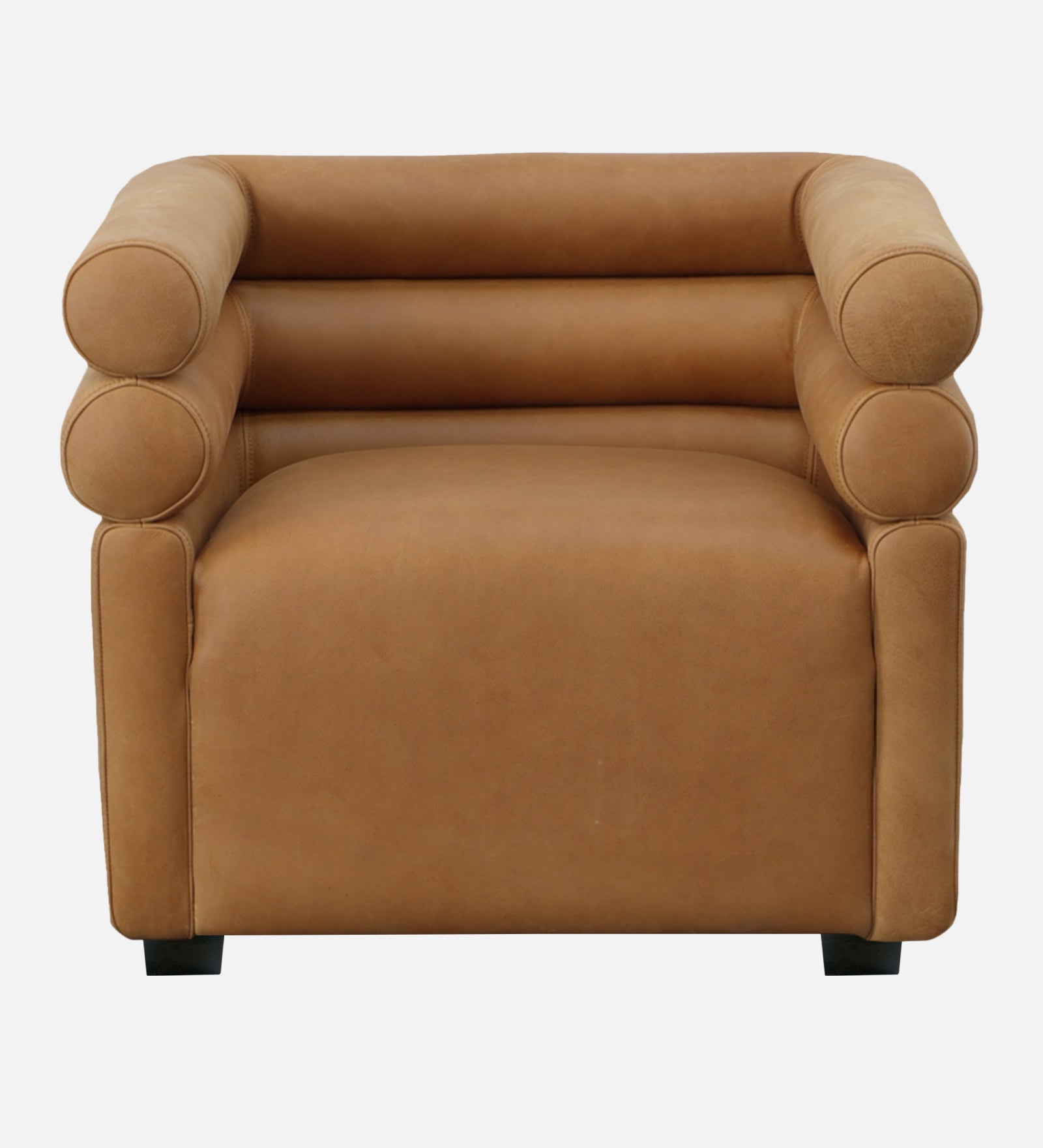 Arve Leather Arm Chair in Matte Brown Colour