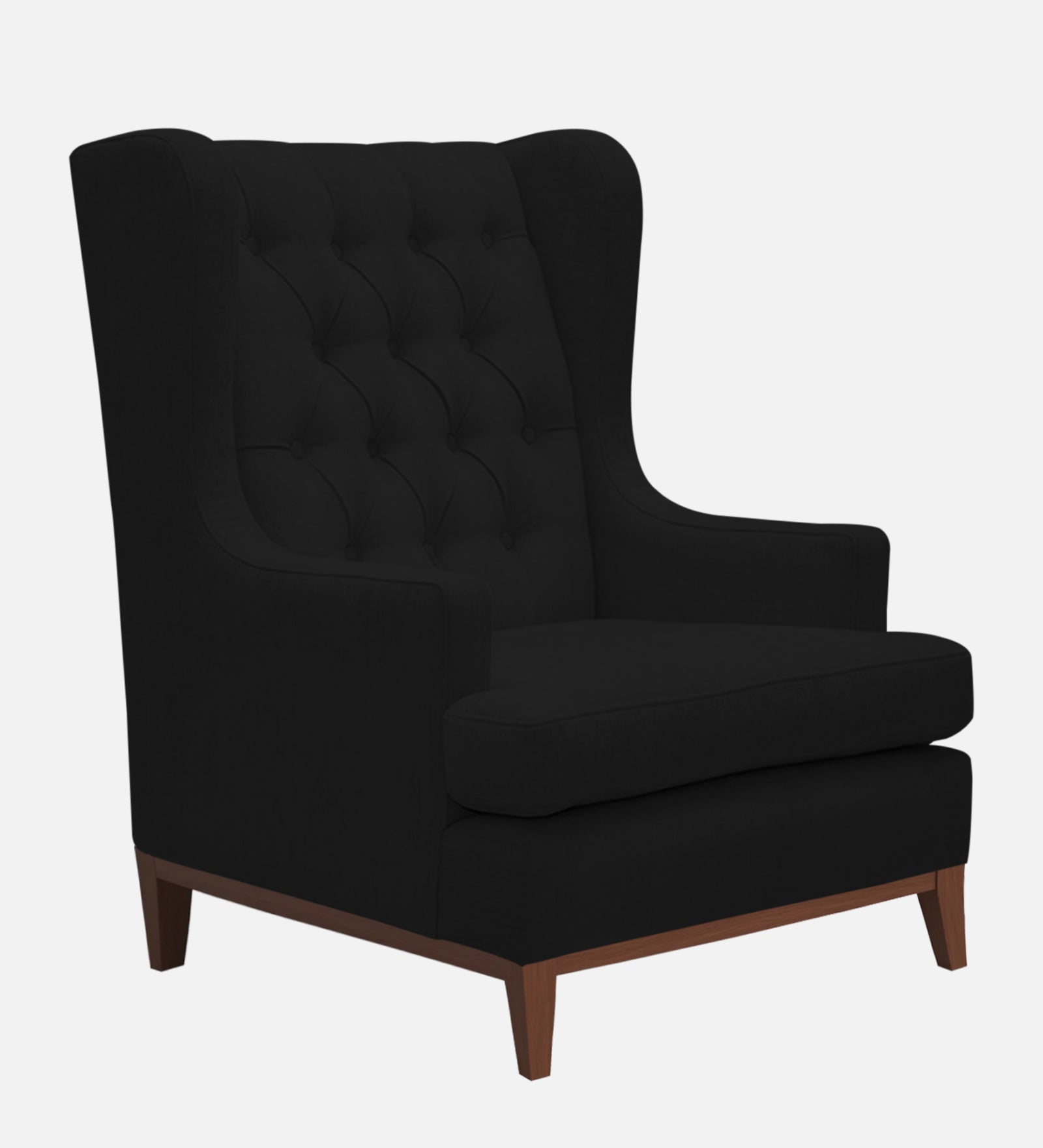 Panas Fabric 1 Seater Wing Chair in Zed Black Colour