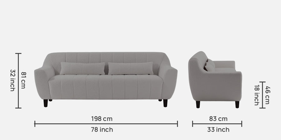 Nesco Boucle Fabric 3 Seater Sofa In Sweden Grey Colour - Febonic Living