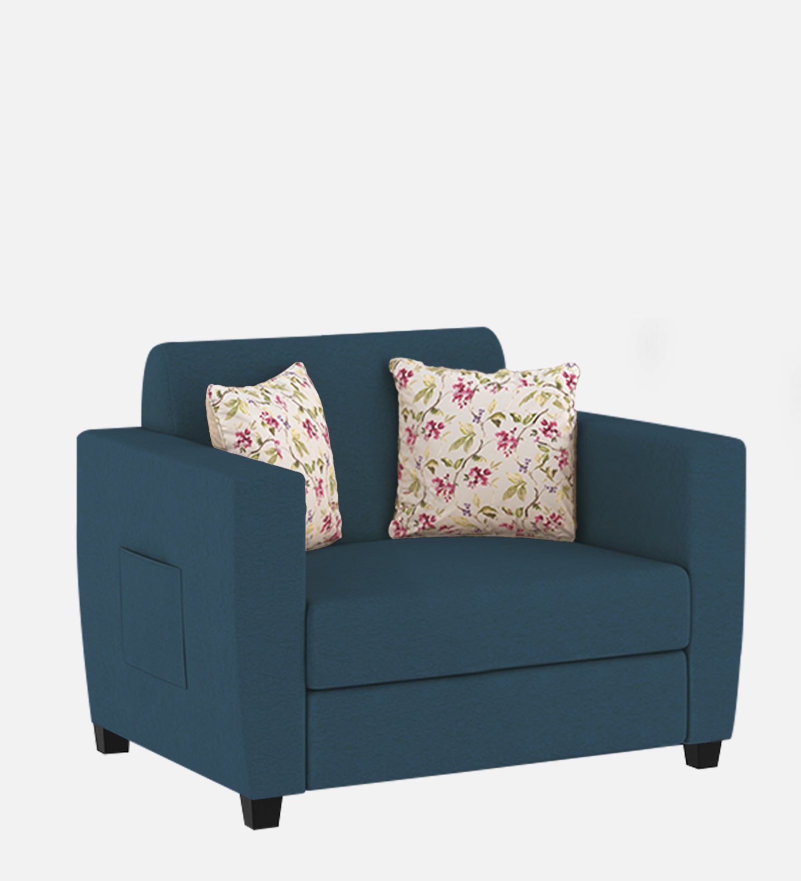 Gozi Fabric 1 Seater Sofa In Light Blue Colour