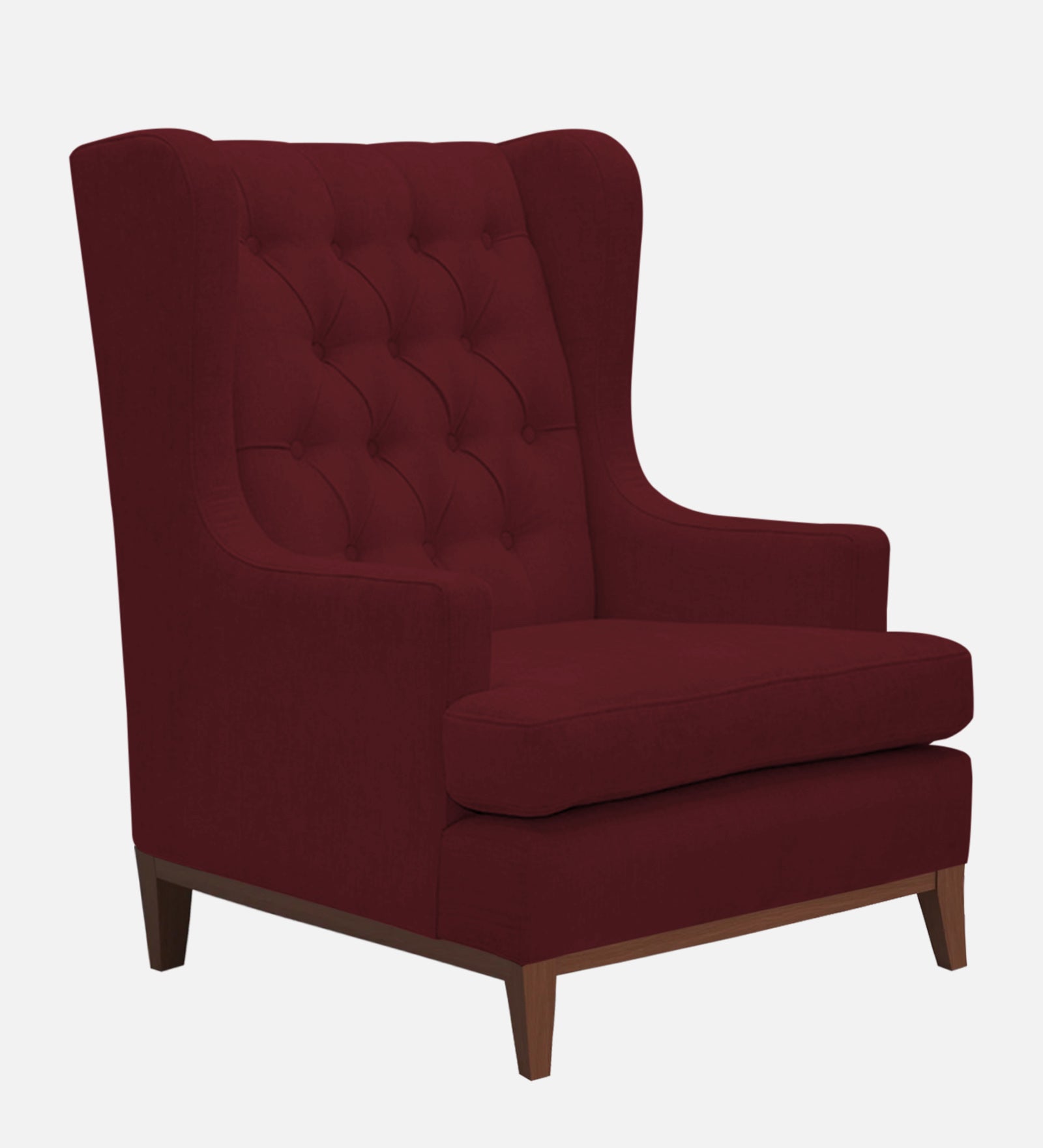 Panas Fabric 1 Seater Wing Chair in Blood Maroon Colour