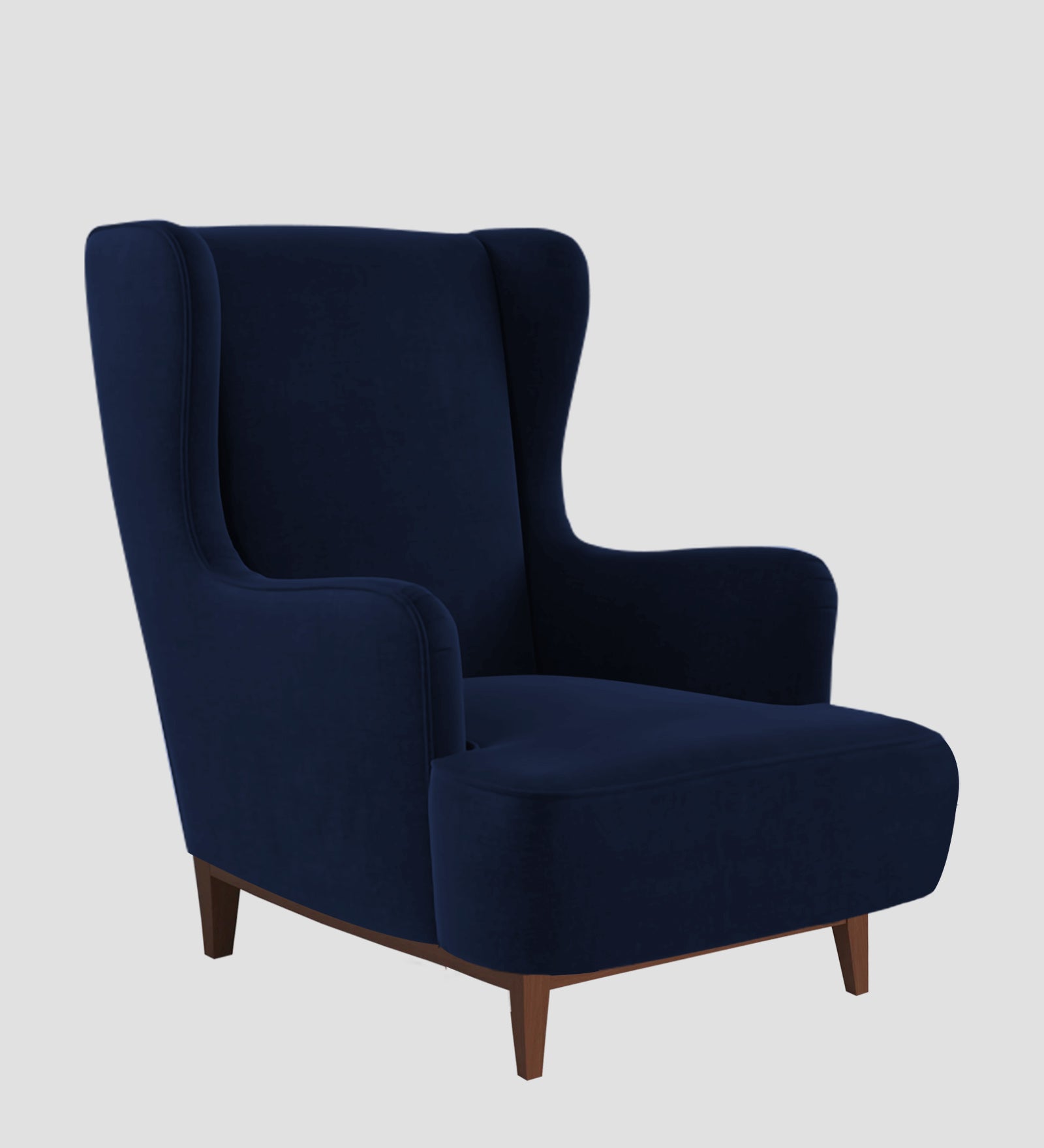 Suri Velvet 1 Seater Wing Chair in Dark Blue Colour