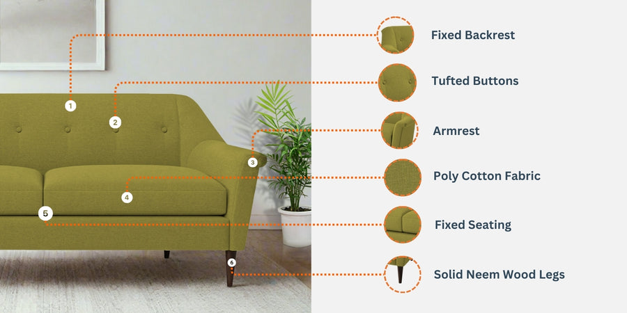 Homer Fabric 3 Seater Sofa In Night Brown Colour - Febonic Living