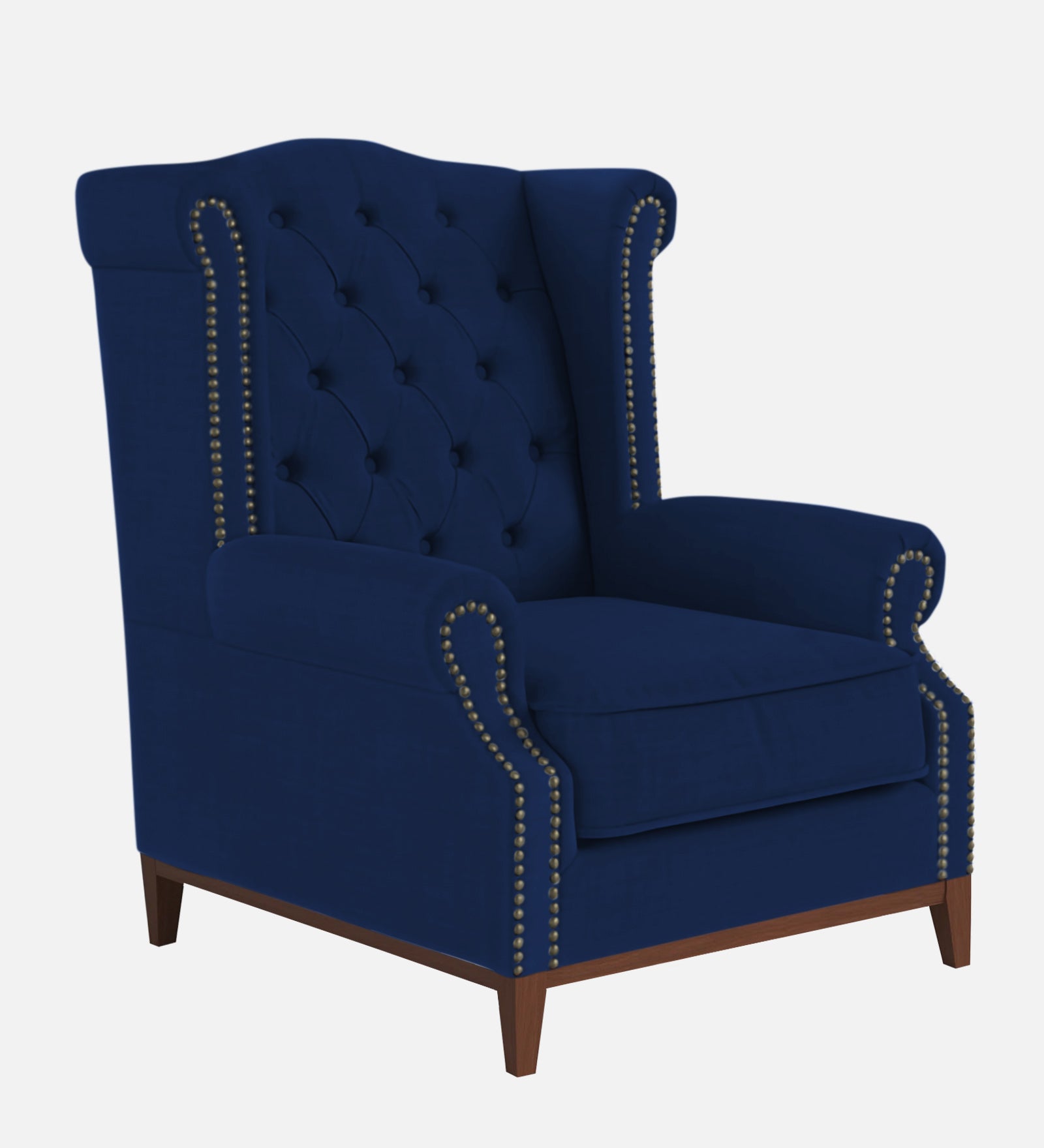 Nory Fabric 1 Seater Wing Chair in Royal Blue Colour