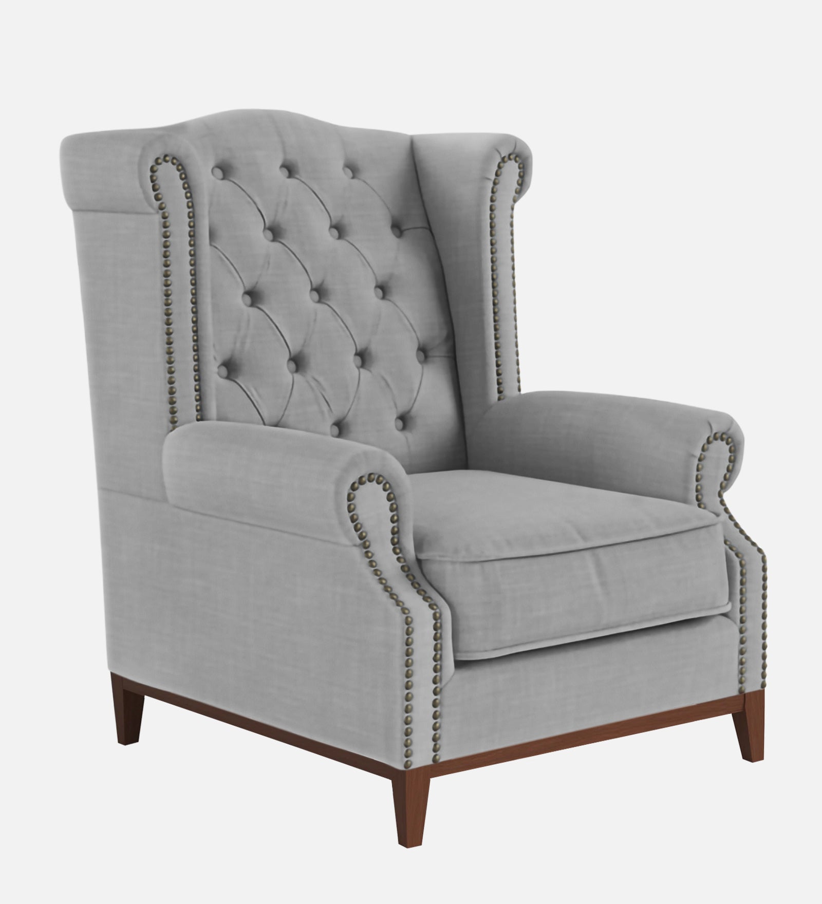 Nory Fabric 1 Seater Wing Chair in Lit Grey Colour