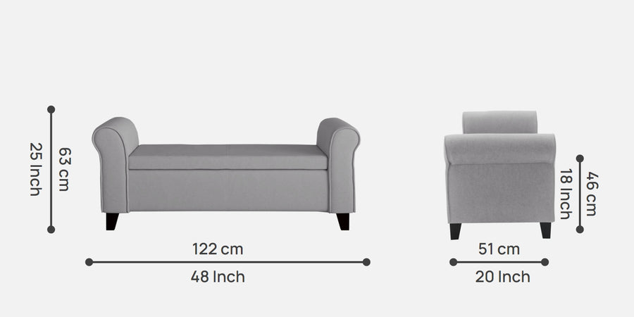 Molo Fabric 2 Seater Recamier In Lit Grey Colour With Storage - Febonic Living
