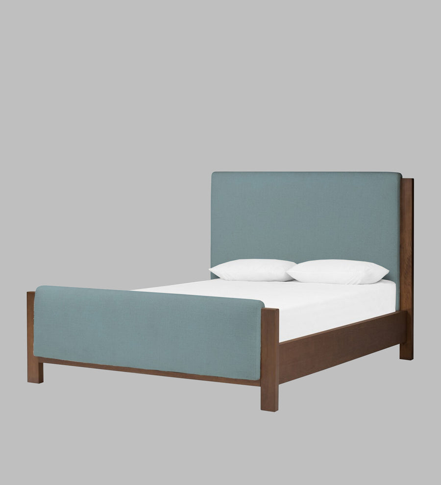 Zoro Boucle Upholstered Queen Size Bed In Storm Blue Colour - Febonic Living