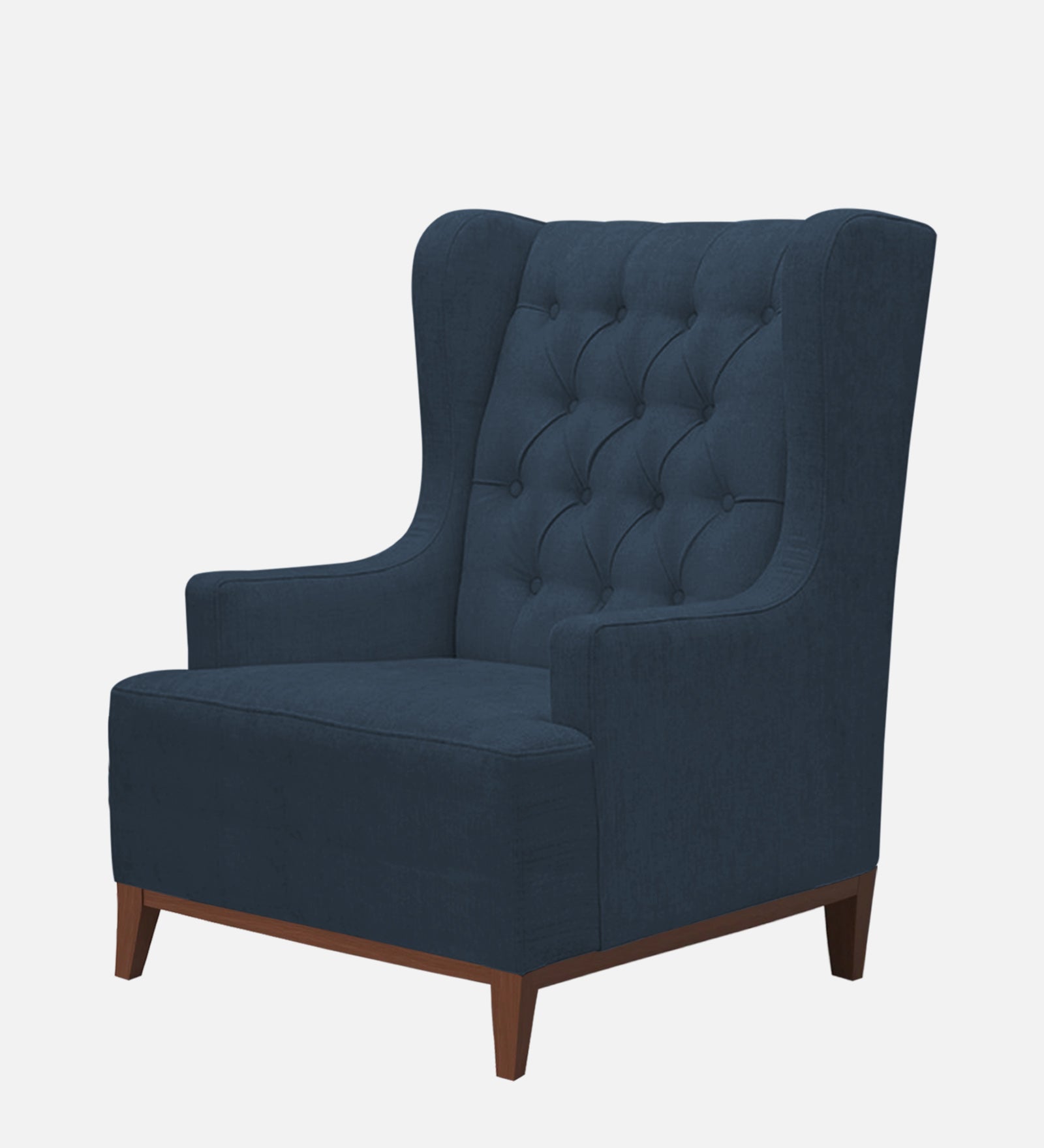 Kuchi Fabric 1 Seater Wing Chair Sofa in Light Blue Colour