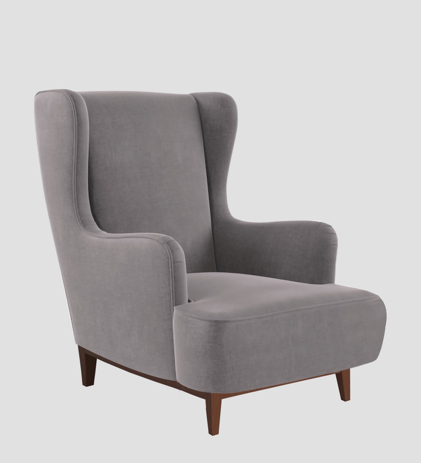 Suri Velvet 1 Seater Wing Chair in Pearl Grey Colour