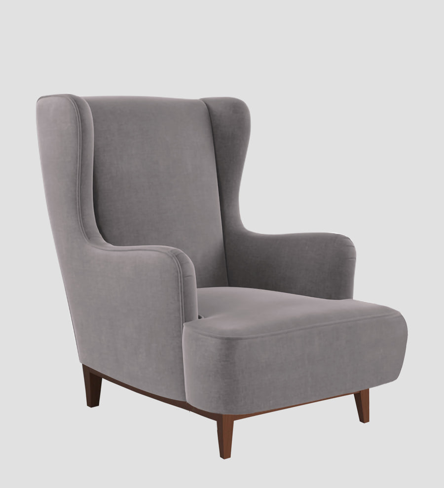 Suri Velvet Wing Chair In Pearl Grey Colour - Febonic Living