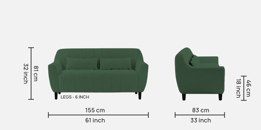 Nesco Boucle Fabric 2 Seater Sofa In Bottle Green Colour - Febonic Living