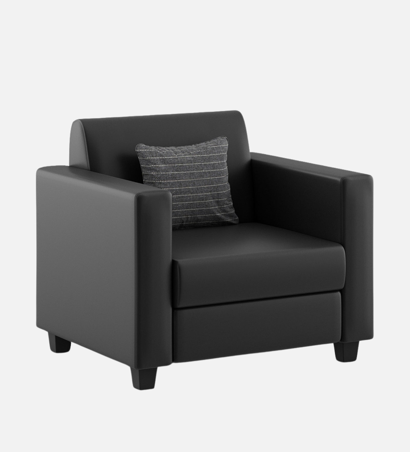 Baley Leatherette 1 Seater Sofa in Dark Black Colour