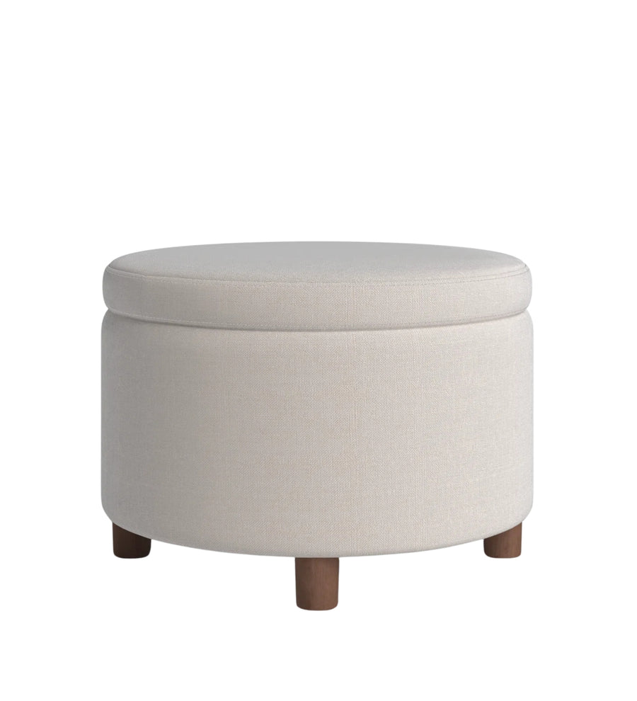 Meera Fabric Ottoman In Lit Grey Colour With Storage - Febonic Living