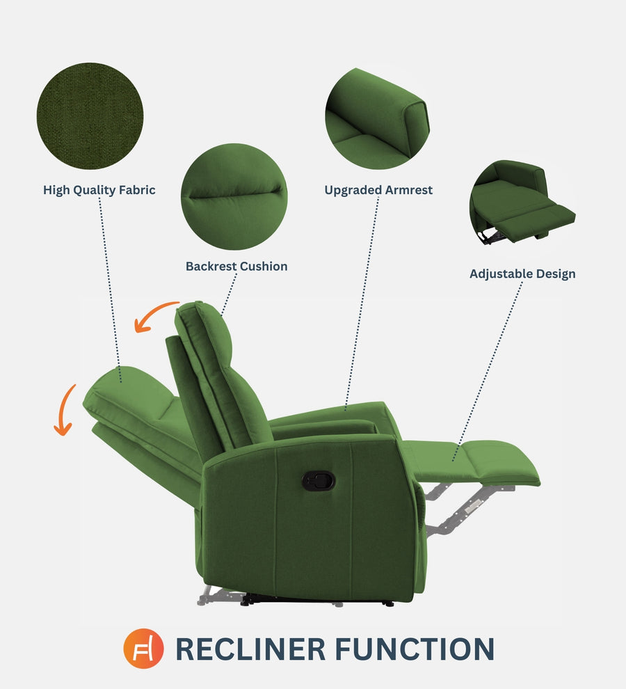 Logan Fabric 1 Seater Manual Recliner In Olive Green Colour - Febonic Living