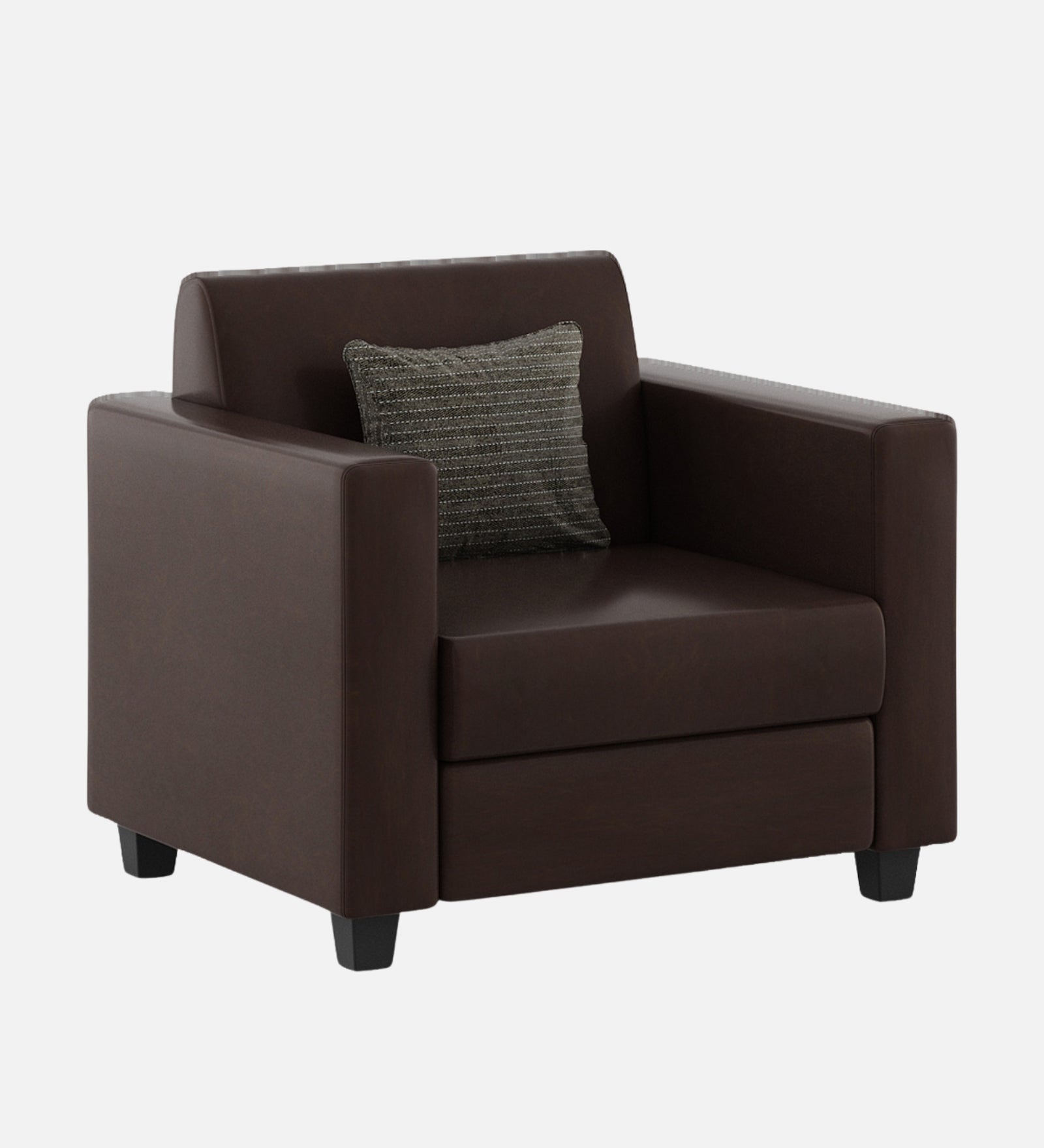 Baley Leatherette 1 Seater Sofa in Dark Brown Colour