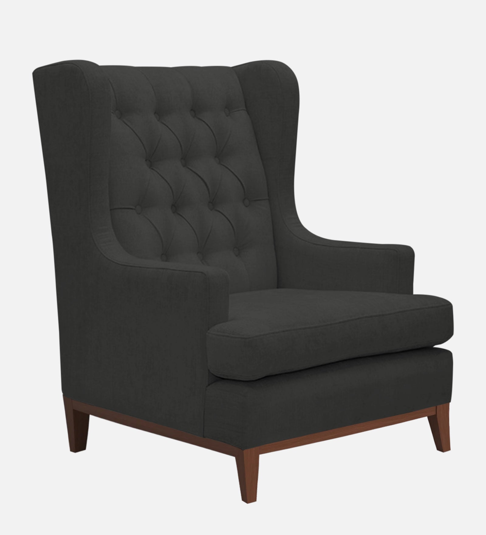 Panas Fabric 1 Seater Wing Chair in Charcoal Grey Colour