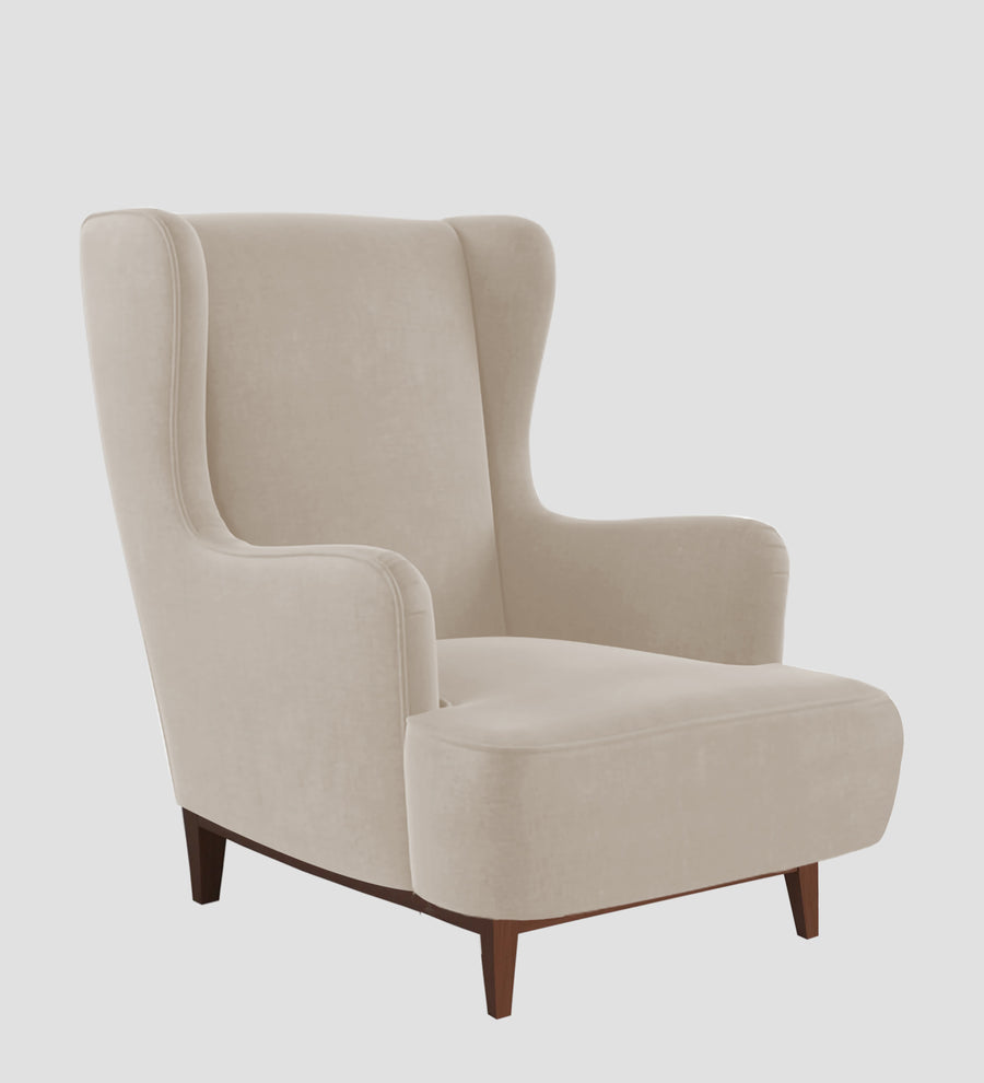 Suri Velvet Wing Chair In Cream Beige Colour - Febonic Living