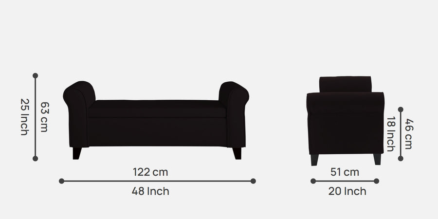 Molo Fabric 2 Seater Recamier In Cara Brown Colour With Storage - Febonic Living